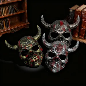 Halloween Horror Skelet Masker Duivelshorens Maskeradefeest Cosplay Rekwisieten Spookhuis Ontsnapping Vintage Metalen Stijl Hoofddeksel
