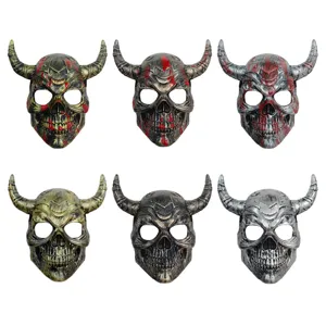 Halloween horror schedel masker met demonenhoorns voor feest, cosplay en rekwisieten.