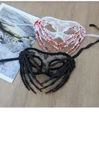 Halloween skeleton hand lace mask gothic spooky party masquerade mask for women events