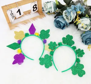 Mardi Gras and St. Patrick's Day themed glitter headbands set for party dress up props.