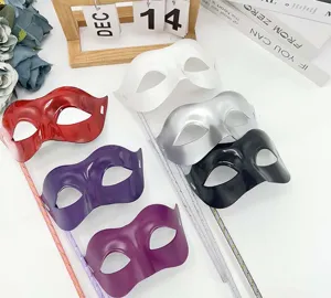 Handheld masquerade half face mask party props set in assorted colors for festive events.