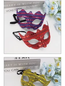 Retro paillettes PVC maschera mezza faccia travestimento festa accessori Halloween sexy