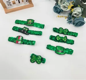 St. Patrick's Day green sequin hairbands shamrock top hat festival party hair accessories