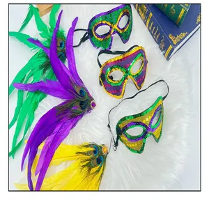 Karneval Feder Maske mit glitzernden Pailletten und bunten Federn für Party Kostüm.