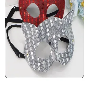 Maschera gatto con paillettes PVC di Halloween oggetti di scena per feste brillante