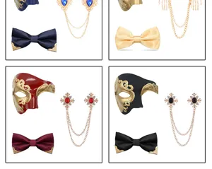 Maskenball Maske Fliege Brosche Set Kostüm Party Herren Gentleman Performance Requisiten Zubehör