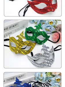 Maschera di carnevale con paillettes mezza faccia donna festa Halloween costume