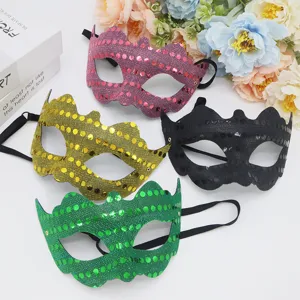 Maschera a Metà Viso in PVC Con Paillettes Vintage Mascherata Per Festa di Halloween Carnevale Accessori Costume