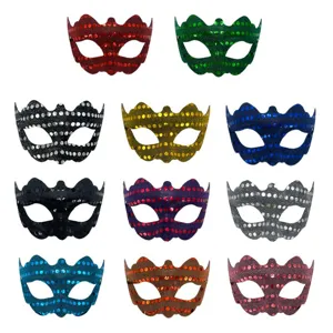 Maschera Mezzo Viso Paillettes PVC Retrò Mascherata Festa Halloween Cosplay Costume