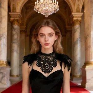 Gothic schwarze Spitze Feder Schultertuch Halloween Party Cosplay Kostüm Zubehör neu