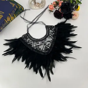 Schwarzer gotischer Feder-Spitzenkragen-Schal für Halloween-Party-Kostüm-Cosplay-Zubehör.