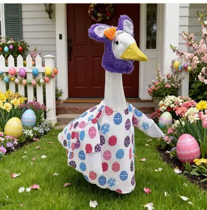 Porch gans Pasen outfit 23 inch witte gans kostuum konijnenmuts en paaseieren shirt