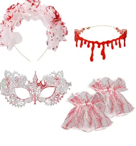 Ensemble d'accessoires de costume d'horreur sanglants d'Halloween avec serre-tête et mas