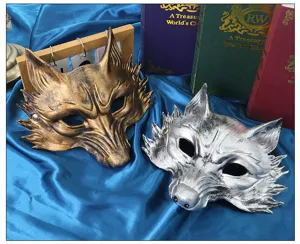 Halloween masquage loup renard demi masque visage PU materielore or argent accessoire fete