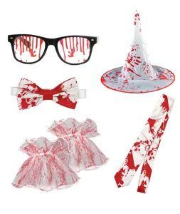 Ensemble d accessoires de costume sanglant d Halloween avec lunettes chapeau cravate