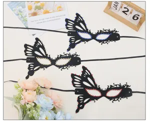 Halloween rhinestone lace masquerade mask, sexy butterfly half-face eye mask for party dress up.