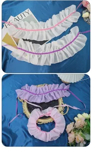 Chiffon Spitze gerüßter Halskragen Vintage Choker Party Kostüm dekorative Wicklung