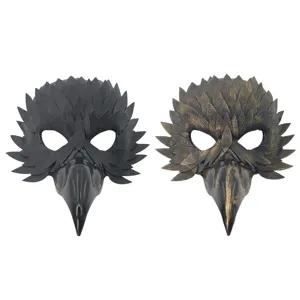 Masque d'oiseau Halloween masque de mascarade plume demi visage corbeau costume de fête