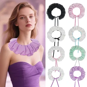 Ras du Cou en Dentelle à Pétales Multicouches Français Fraise Vintage pour Mariage Banquet Fête Accessoires pour Femmes