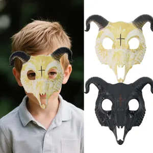 Maschera a Forma di Teschio di Capra Horror Halloween Gotico Animale Maschera a Pieno Facciale per Festa in Maschera Cosplay