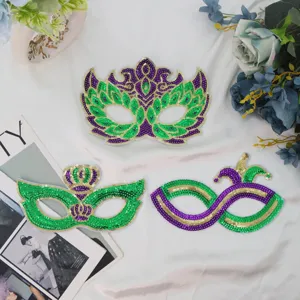 Mardi Gras pailletten masker set, kleurrijke feestkostuum oogmaskers voor feestelijke evenementen.