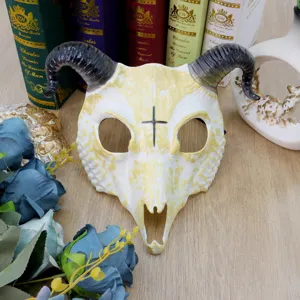 Halloween maschera teschio di capra orrore festa costume accessorio viso intero.