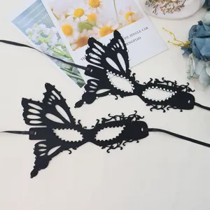 Black lace masquerade mask Halloween party eye mask with sparkling rhinestones sexy props.
