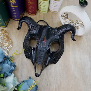 Halloween spaventoso maschera teschio di capra nera diavolo ariete cosplay festa puntello.