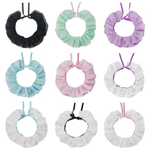 Mehrschichtige Blumen Spitze Halskrause Chiffon Kragen Halsaccessoire fuer Hochzeit