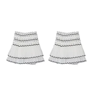 Manchettes de poignet en dentelle double couche lolita accessoires de fete blancs 2pcs