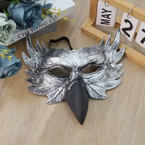 Halloween owl half face mask silver bird mask cosplay carnival party costume props.