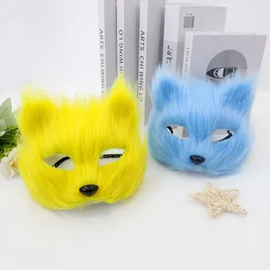Masque chat peluche masque renard Halloween fête performance accessoire costume set.