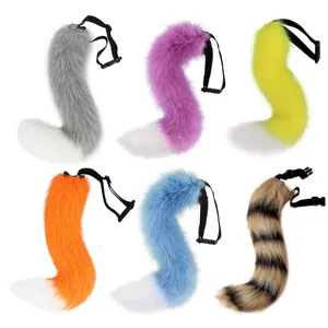 Queue d'animal en fausse fourrure duveteuse accessoire de cosplay avec sangle réglable