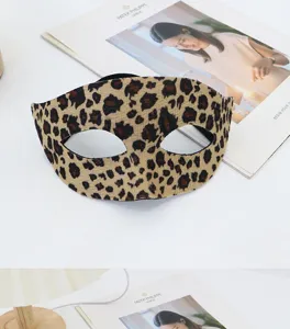 Masque demi-visage à imprimé léopard pour fête d'Halloween costume mascarade accessoires déco