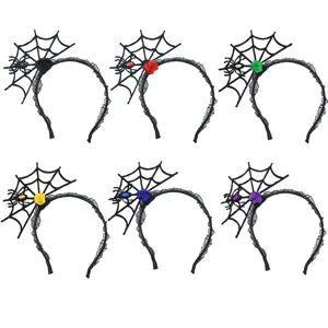 Halloween Spinnennetz Haarreif mit bunten Rosen, Set aus sechs verschiedenen Festtagskostümen