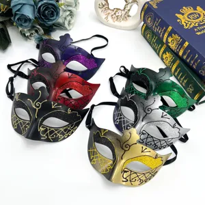 Set Maskas Masquerade Venetsianiki Zografismeni Dantela Maskas Zevgari Parti Chorodia Maskas Mation Halloween Karnevali Kostoumi Exoplismos Partis