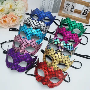 Sexy Máscara de Ojos Princesna Sirena Escamas Holográfica PVC Mascarada Disfraz Máscaras para Mujeres Fiesta Cosplay Halloween Escenario Accesorios