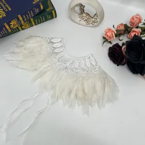 Gothic Spitze Feder Schal Für Halloween Party Cosplay Kostüm Zubehör Retro Feder Schulter Wrap Für Damen