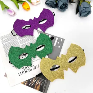 Glitter Bat Mask Masquerade Costume Eye Mask Party Carnival Dress Up Purple Green Gold