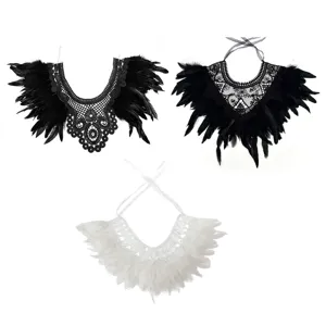 Halloween gotisch spitze feder schal kragen schwarz weiß cosplay kostüm zubehör