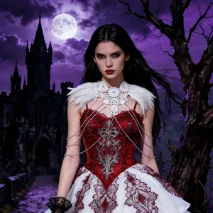Gotische witte veren kanten sjaal cosplay kostuum accessoire voor gemaskerd bal.