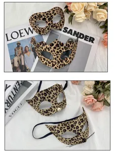 Leopard Muster Halbgesicht Maske Katze Maskerade Party Damen sexy Augenmaske Haarschmuck