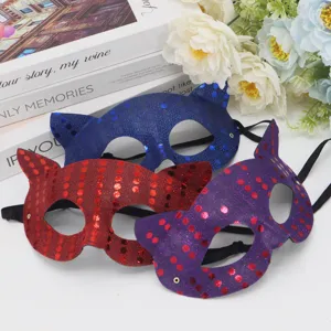 Maschera gatto con paillettes in PVC di Halloween oggetti di scena per feste costume