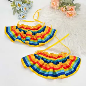 Set colletto con volant per costume da clown arcobaleno per festa di carnevale e spettacolo