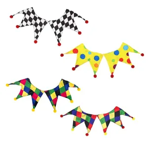 Halloween jester costume collar party cosplay colorful checkerboard clown neck accessory