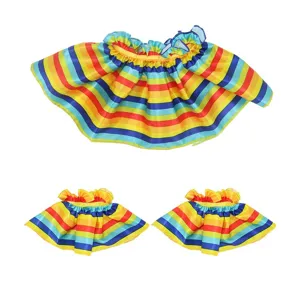 Set di colletto e polsini con volant da clown arcobaleno colorato per festa di Halloween