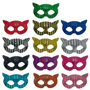 Maschera Occhi Gatto Paillettes Carnevale Halloween Mezzo Viso Colori Assortiti