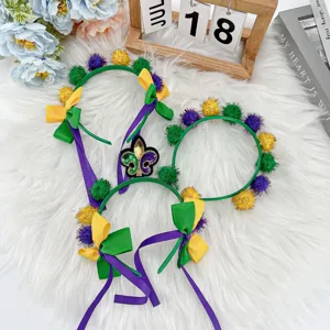 Farbenfroher Karneval Mardi Gras Haarreif Pom Pom Haarschmuck Festival Party Hauptbild