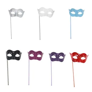 Handheld Masquerade Half Face Mask Party Retro Smooth Stick Masks Halloween Decoration