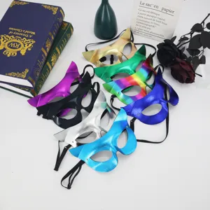 Shiny metallic PVC cat half face mask sexy masquerade eye mask for party night club festival